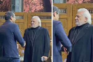 خالد البلشي في عزاء شقيقة الفنان سامح الصريطي