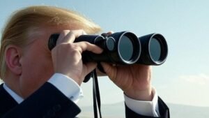 صورة تعبيرة للرئيس الأمريكي دونالد ترامب يراقب برنامج إيران النووي