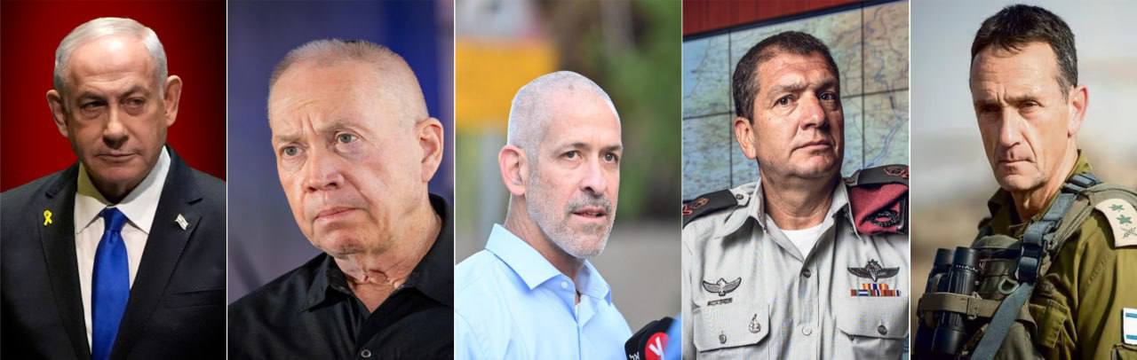 هرتسي هليفي، أهارون حاليفا، رونين بار، يؤاف غالانت، وبنيامين نتنياهو