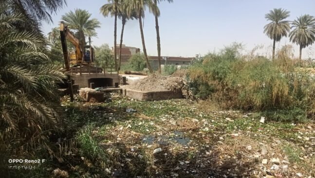 الوضع أمام قناطر عرب مطير خلال عمليات التطهير يوم 5 أبريل 2026